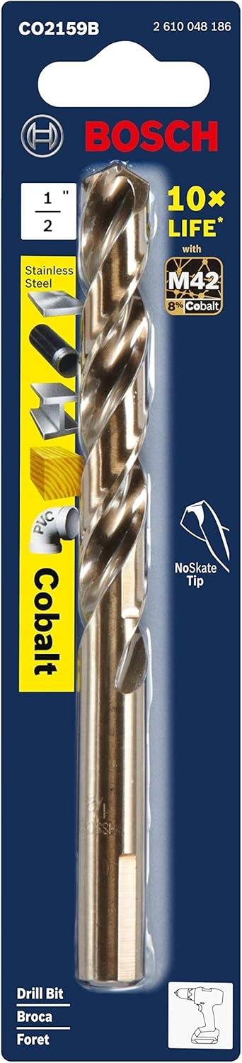 image:imageBOSCH CO14B 14Piece Assorted Set with Included Case Cobalt M42 Metal Drill Bits with ThreeFlat Shank for Drilling Applications in Stainless Steel Cast Iron Titanium and LightGauge Metal12 x 6 in