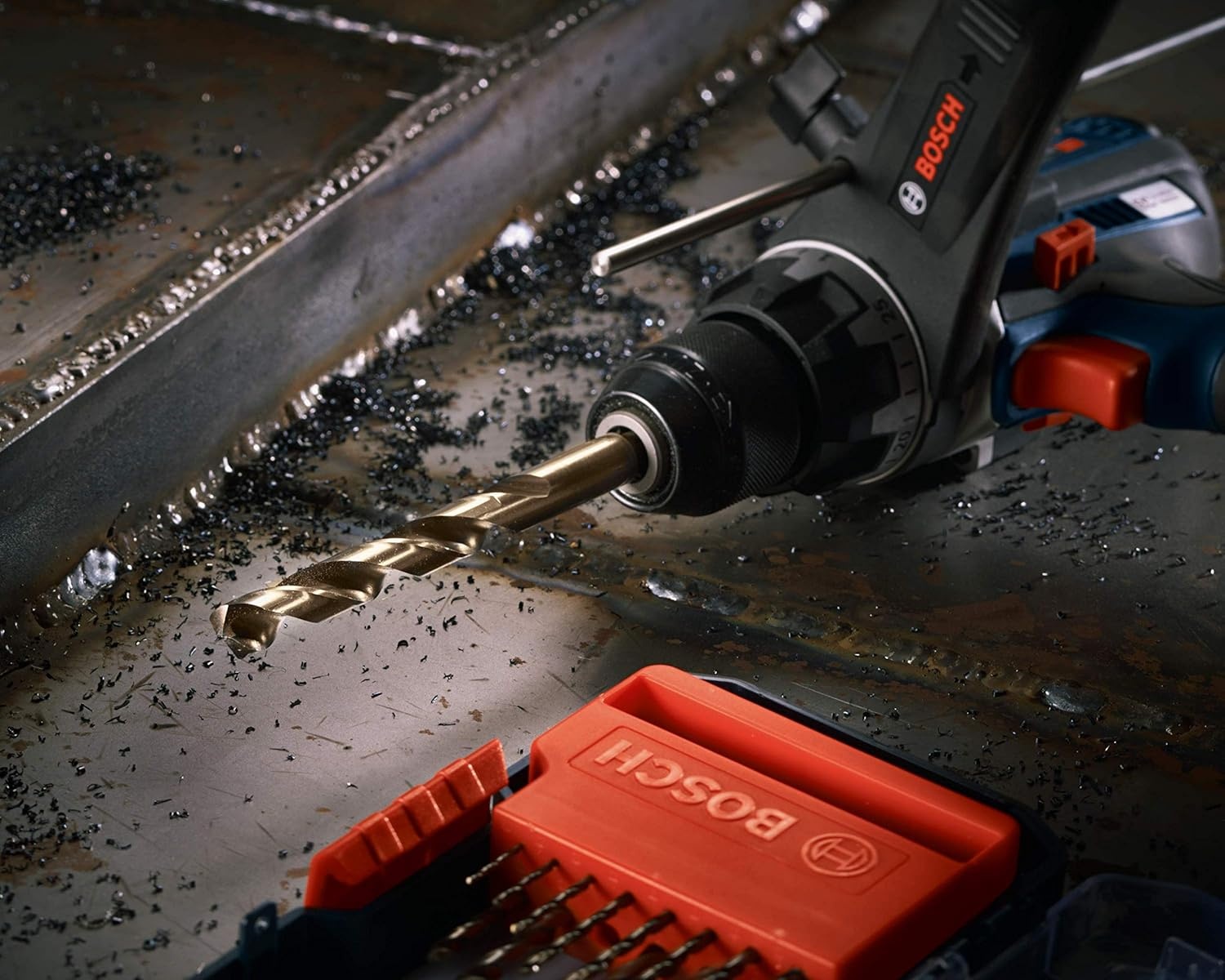 image:imageBOSCH CO14B 14Piece Assorted Set with Included Case Cobalt M42 Metal Drill Bits with ThreeFlat Shank for Drilling Applications in Stainless Steel Cast Iron Titanium and LightGauge Metal14Piece Drill Bit Set