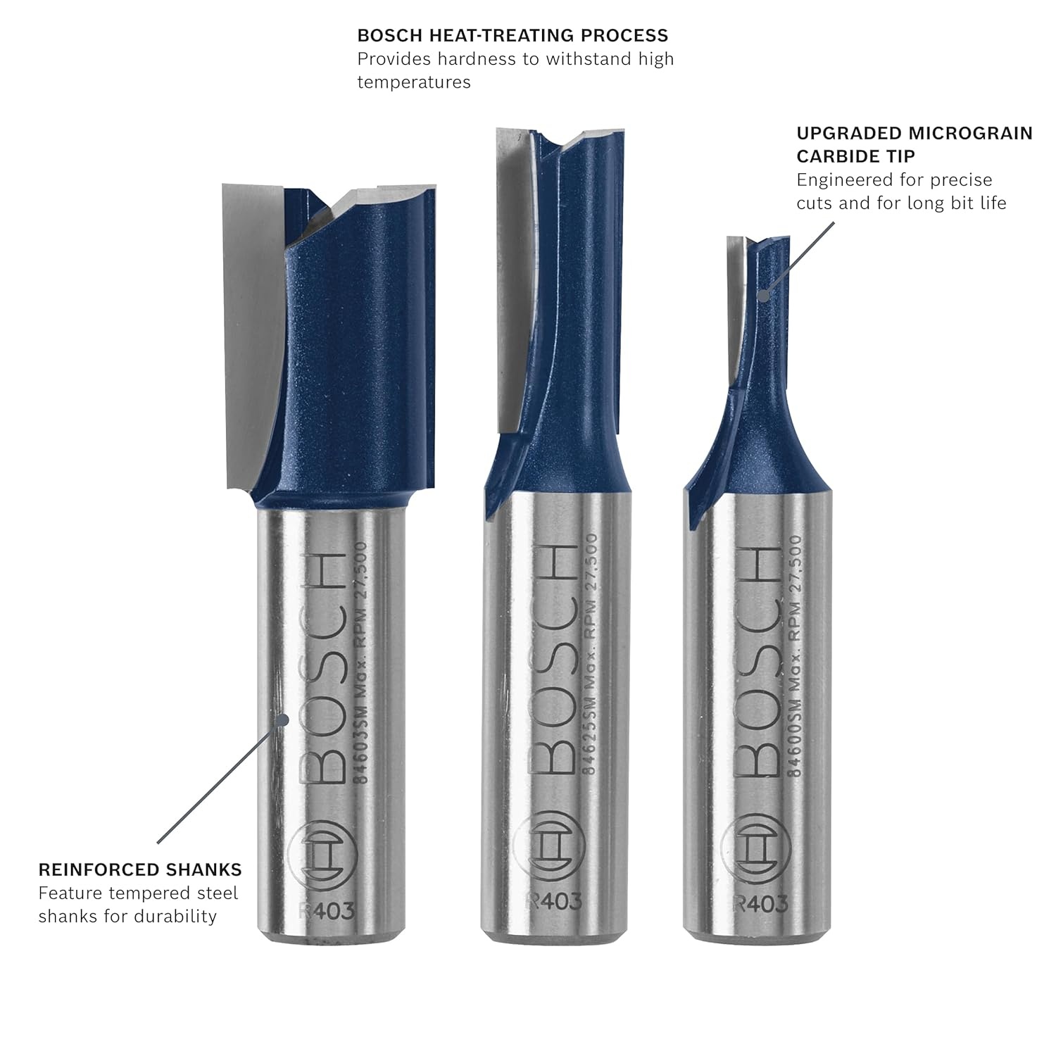 image:imageBOSCH RBS024SXW 3Piece Assorted Set CarbideTipped Down Shear Plywood Mortising Router Bits Ideal for Applications in StandardSize Plywood