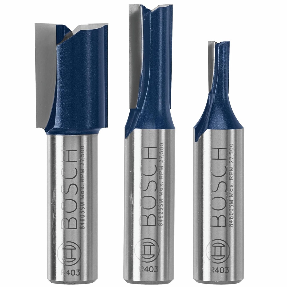 image:imageBOSCH RBS024SXW 3Piece Assorted Set CarbideTipped Down Shear Plywood Mortising Router Bits Ideal for Applications in StandardSize Plywood