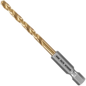 BOSCH TI2132IM 1-Piece 5/64 In. x 2 In. Titanium Nitride Coated Metal Drill Bit Impact Tough with Impact-Rated Hex Shank Ideal for Heavy-Gauge Carbon Steels, Light Gauge Metal, Hardwood(5/32 in)