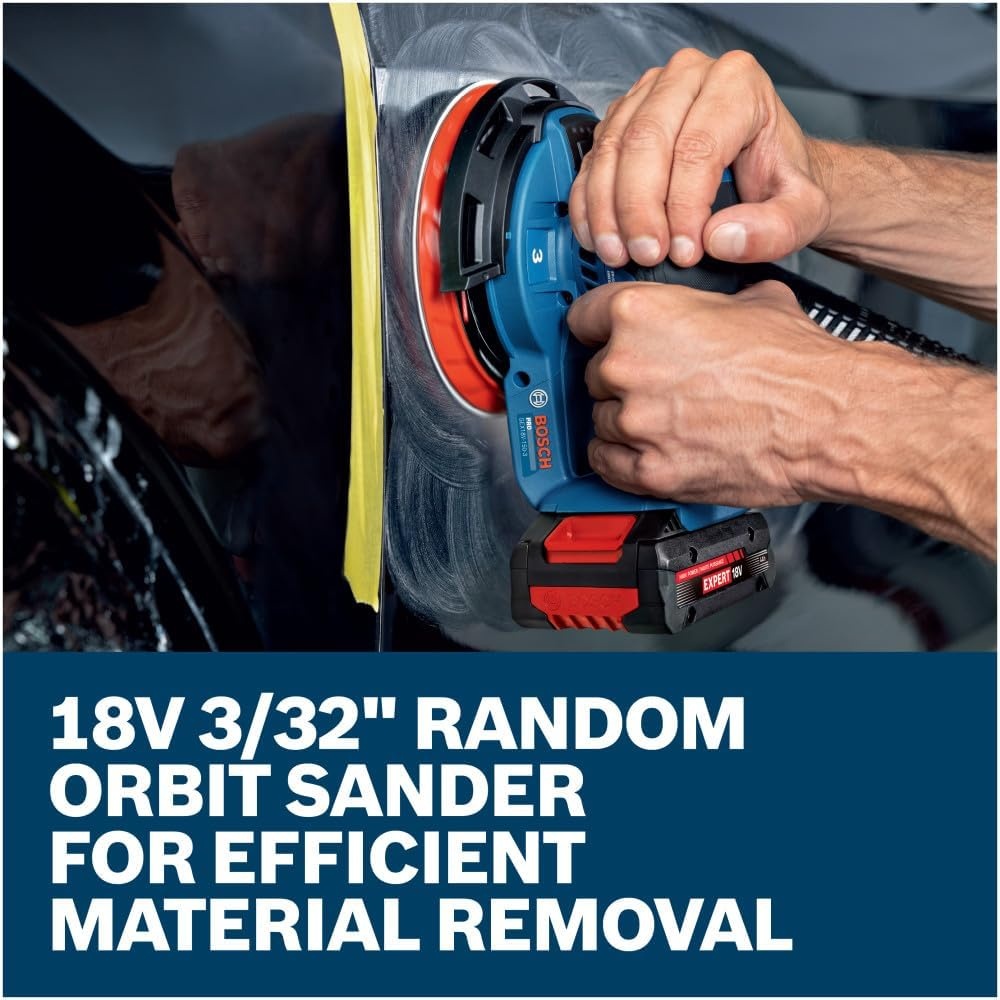 image:imageBOSCH GEX18V1503N 18V Random Orbit Sander 6 Inch Cordless Sander for Woodworking Fine Finish Sander with Variable Speed Brushless Motor Bare Tool